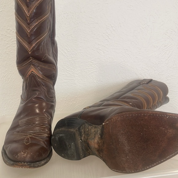 Brown Leather Cowboy Boots - Picture 6 of 9
